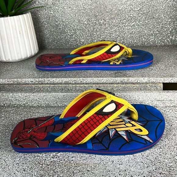 Marvel Spiderman Flip Flops Sandals Shoes Size 2 - Picture 2 of 4